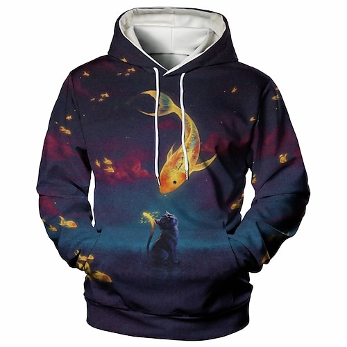 

Men's Pullover Hoodie Sweatshirt Graphic Casual Daily Weekend 3D Print Casual Hoodies Sweatshirts Blue