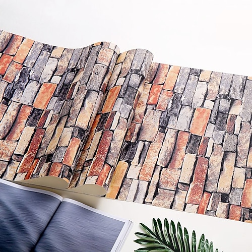 

Retro 3D brick wallpaper stone pattern clothing store hotel PVC waterproof brick pattern wallpaper