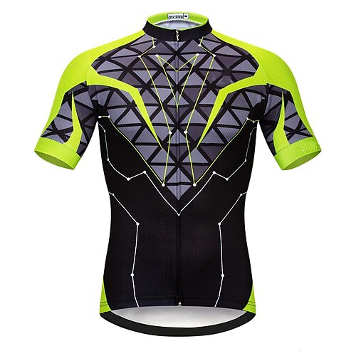 

21Grams Men's Cycling Jersey Short Sleeve Bike Top with 3 Rear Pockets Mountain Bike MTB Road Bike Cycling Breathable Quick Dry Moisture Wicking Reflective Strips Green Polyester Spandex Sports