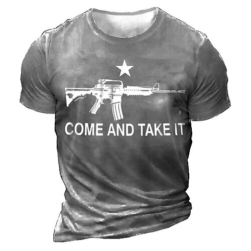 

Men's Unisex T shirt 3D Print Graphic Prints Weapon Letter Crew Neck Street Daily Print Short Sleeve Tops Casual Designer Big and Tall Sports Black Khaki Dark Gray