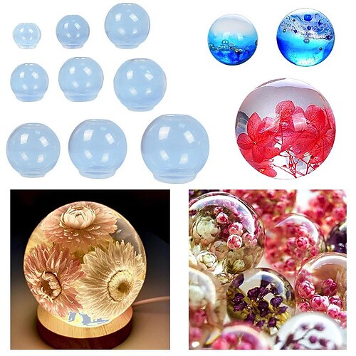 

9 High-permeability Sphere One-piece Non-polishing Silicone Mold Soap Diy Jewelry Resin Mold