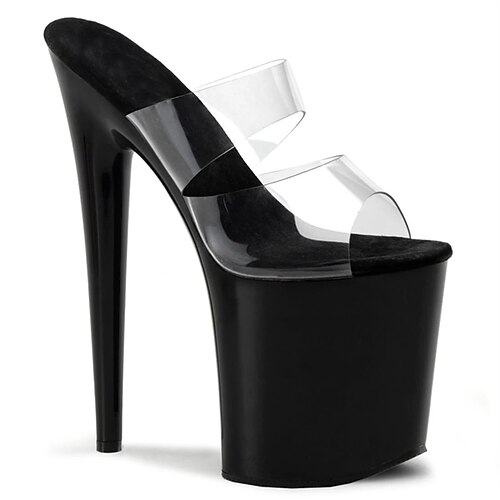 

Women's Mules Stilettos Clear Shoes Platform Sandals Party Beach Buckle Pumps Peep Toe PU Leather Loafer Solid Colored Black White Red