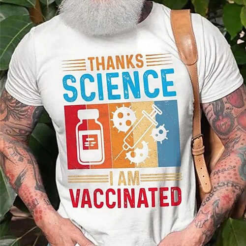 

Men's T shirt Tee Hot Stamping Graphic Letter Crew Neck Syringe Street Casual Print Short Sleeve Tops Basic Fashion Classic Comfortable Green White Black