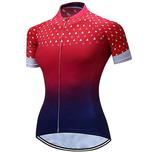 

21Grams Women's Cycling Jersey Short Sleeve Bike Top with 3 Rear Pockets Mountain Bike MTB Road Bike Cycling Breathable Quick Dry Moisture Wicking Reflective Strips Red Gradient Polyester Spandex