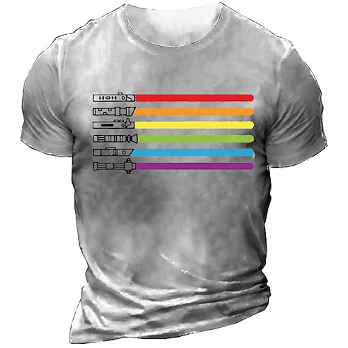 

Men's Unisex T shirt Tee 3D Print Rainbow Graphic Prints Crew Neck Street Daily Print Short Sleeve Tops Casual Designer Big and Tall Sports Gray Army Green Khaki