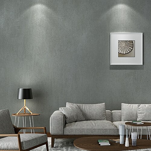 

Plain Grey Wallpaper Household Modern Simple Restaurant Clothing Store Living Room Bedroom Pvc Waterproof Wallpaper
