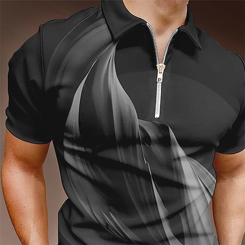 

Men's Collar Polo Shirt Golf Shirt Streamer Turndown Green Purple Yellow Black 3D Print Casual Daily Short Sleeve Zipper Clothing Apparel Sports Fashion Casual Comfortable