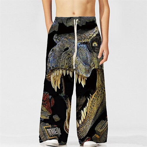 

Kids Boys Pants Animal Active Drawstring Outdoor 3-10 Years Spring Blue Brown Gray
