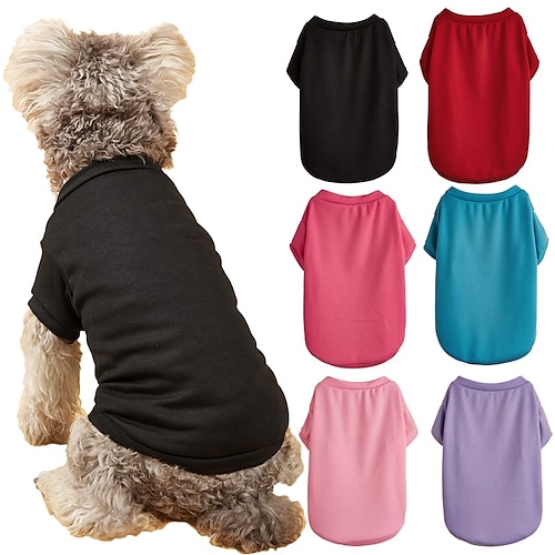 

Chien Chat Tee-shirt Couleur Pleine Loisir Doux Décontracté / Quotidien Vêtements pour Chien Vêtements pour chiots Tenues De Chien Respirable Noir Bleu Violet Costume pour fille et garçon chien