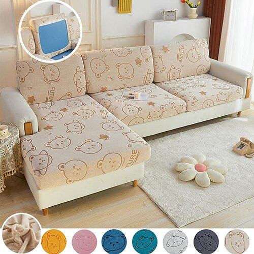 

Thick Jacquard Cation Sofa Seat Cushion Cover Elastic Furniture Protector for Pets Kids Washable Bear Pattern Sofa Cover 1/2/3/4 Seat