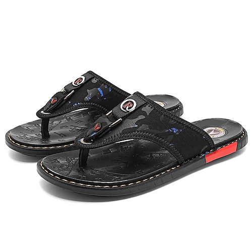 

Men's Sandals Casual Classic Daily Outdoor PU Black Blue Spring Summer