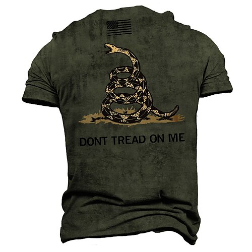 

Men's Unisex T shirt Tee 3D Print Graphic Prints Snake Crew Neck Street Daily Print Short Sleeve Tops Casual Designer Big and Tall Sports Black Army Green Khaki