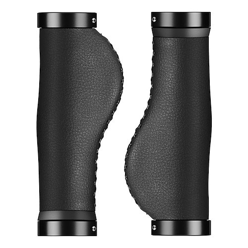 

WEST BIKING Bike Handlerbar Grips Skidproof Safety For Triathlon Cycling Bicycle Soft Leather Aluminium Alloy Black Rough Black