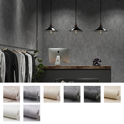 

Wallpaper Wall Covering Sticker Film Retro Industrial Style Cement Gray Non-woven Fabric Home Decor 53300cm