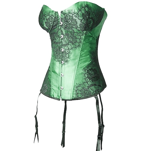 

Women's Women Female Normal Lace Basic Sexy Shapewear Corsets Sexy Lingerie - Polyester Date Valentine's Day Jacquard Corset Green Gray Purple S M L