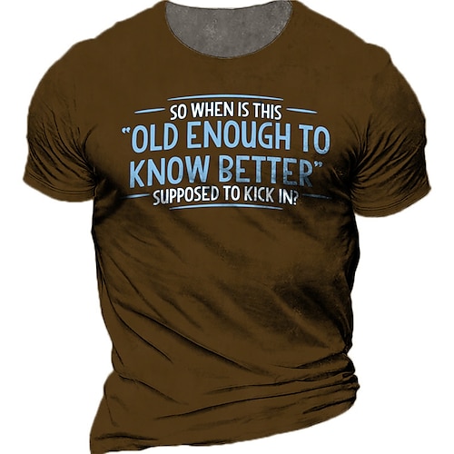 

Men's Unisex T shirt Tee 3D Print Graphic Prints Letter Crew Neck Street Daily Print Short Sleeve Tops Casual Designer Big and Tall Sports Red Brown
