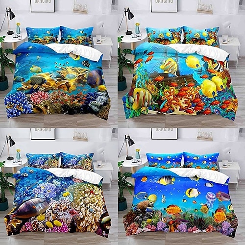 

Summer Beach Ocean Marine Life Duvet Cover Bedding Set Quilt Bedding Sets Comforter Cover,Queen/King Size/Twin/Single(1 Duvet Cover, 1 Or 2 Pillowcases Shams)