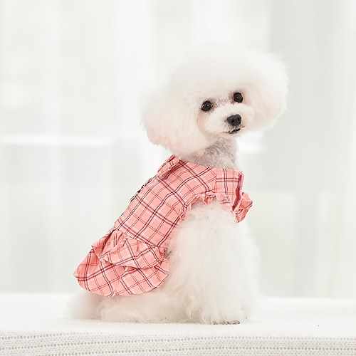 

Dog Cat Dress Plaid / Check Fashion Cute Sports Casual / Daily Dog Clothes Puppy Clothes Dog Outfits Soft Rosy Pink Khaki Costume for Girl and Boy Dog Cotton XS S M L XL XXL