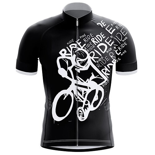 

21Grams Men's Cycling Jersey Short Sleeve Bike Top with 3 Rear Pockets Mountain Bike MTB Road Bike Cycling Breathable Quick Dry Moisture Wicking Reflective Strips Black Graphic Polyester Spandex