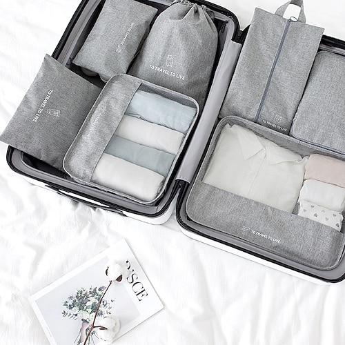 

Packing Cubes for Travel, Travel Cubes Set Foldable Suitcase Organizer Lightweight Luggage Storage Bag (Gray)