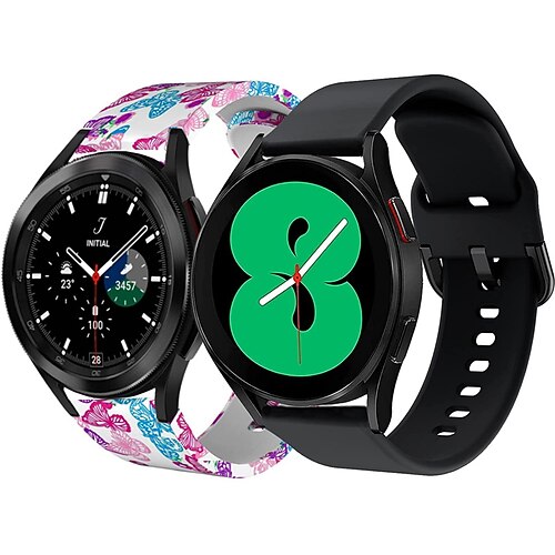 

2 PCS Smart Watch Band for Samsung Galaxy Gear S2 Classic Watch 4 Classic 42mm / 46mm, Watch 4 40mm / 44mm, Watch 3 41mm, Watch 42mm Watch Active 2 40mm / 44mm, Watch Active 40mm 20mm Soft Silicone