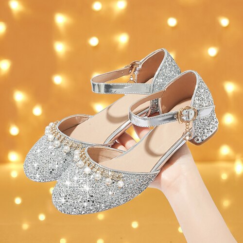 

Girls' Sandals Flower Girl Shoes PU Flower Girl Shoes Big Kids(7years ) Christmas Party Buckle Green Silver Gold Fall Summer