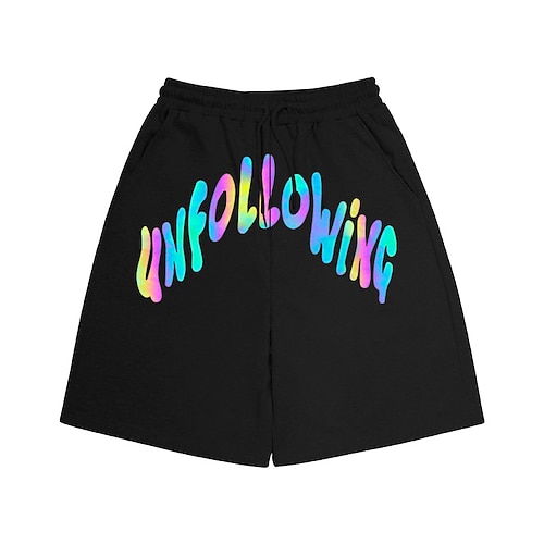 

Men's Classic Style Fashion Active Shorts Drawstring Reflective Strip Elastic Drawstring Design Knee Length Pants Sports Outdoor Casual Micro-elastic Graphic Prints Letter Cotton Blend Comfort