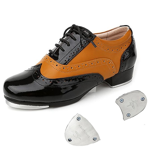 

Women's Tap Shoes Dance Shoes Stage Practice Disco Dance Professional Rhythm Splicing Flat Heel black white sky blue black dot black orange