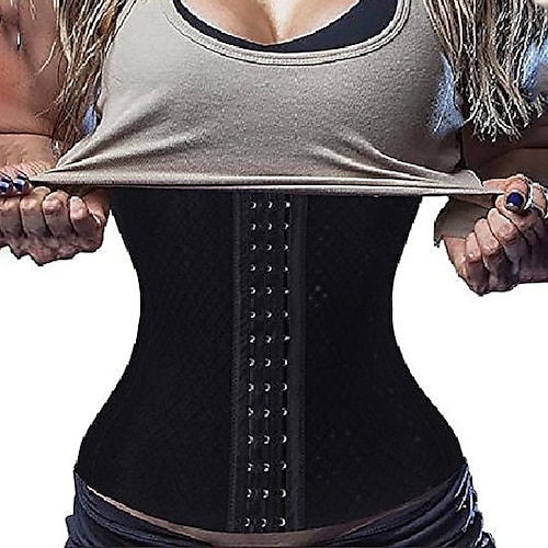 

Corset Women's Waist Trainer Shapewears Office Running Gym Yoga Plus Size White Black Spandex Sport Breathable Hook & Eye Tummy Control Push Up Front Close Solid Color Fall Winter Spring / Walking