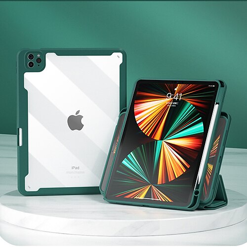 

Tablet Case Cover For Apple iPad Air 5th iPad 10.2'' 9th 8th 7th iPad Pro 12.9'' 5th iPad Air 3rd iPad mini 6th iPad Pro 11'' 3rd Pencil Holder with Stand Flip Solid Colored TPU Silica Gel PU Leather