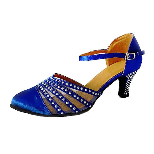 

Mujer Zapatos de Baile Moderno Salón Interior Rendimiento Baile de Salón Tacones Alto Cristal / Cristal Tul Tacón Cubano Punta cerrada Tira de tobillo Adulto Azul