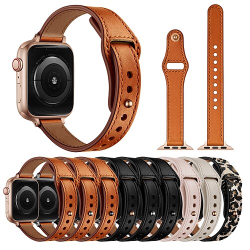 

1PC Smart Watch Band Compatible with Apple iWatch Series 8 7 6 5 4 3 2 1 SE Leather Loop for iWatch Smartwatch Strap Wristband Genuine Leather Adjustable Solo Loop