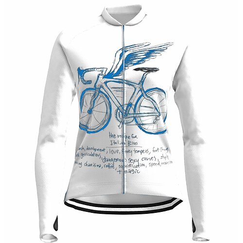 

21Grams Women's Cycling Jersey Long Sleeve Bike Jersey Top with 3 Rear Pockets Mountain Bike MTB Road Bike Cycling Breathable Quick Dry Moisture Wicking Reflective Strips White Green Yellow Graphic