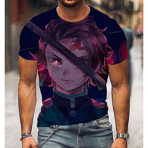 

Demon Slayer: Kimetsu no Yaiba Kamado Tanjiro T-shirt Anime Tegneserie Anime Klassisk Retro Årgang T恤衫 Til Herre Voksne Varmstempling 100% Polyester