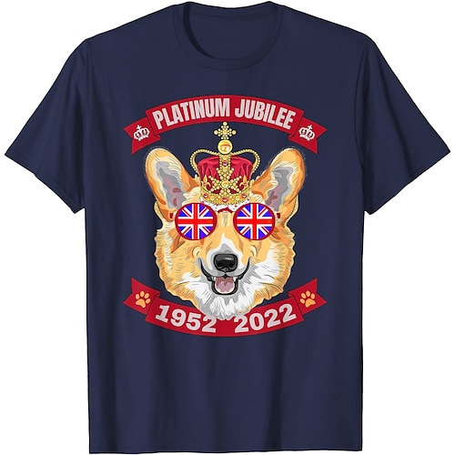 

Platinjubiläum der Königin 2022 Elisabeth 70 Jahre Britischer Corgi T-Shirt-Ärmel Zurück zur Schule Muster Grafik T-shirt Für Herren Damen Unisex Erwachsene Heißprägen 100% Polyester