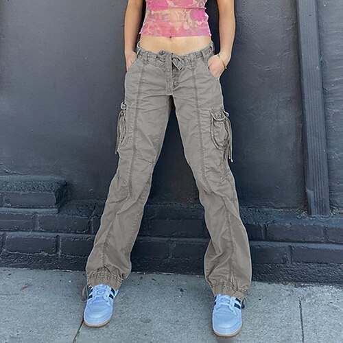 

Women's Cargo Pants Pants Trousers Kim Pants Gray Mid Waist Fashion Casual Weekend Micro-elastic Full Length Comfort Solid Color S M L