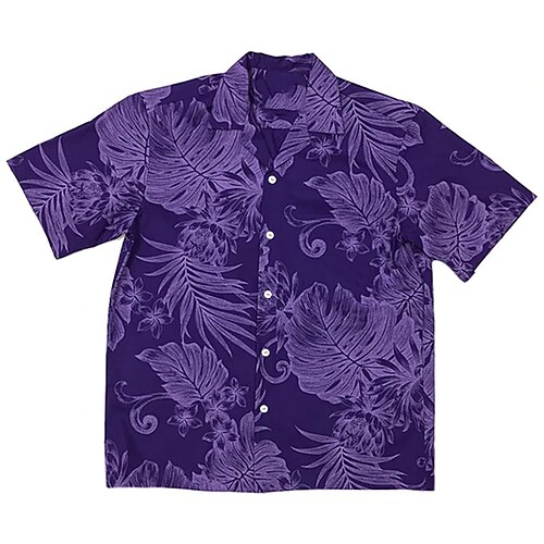 

Men's Shirt Floral Turndown Street Casual Button-Down Short Sleeve Tops Casual Fashion Comfortable Beach Purple