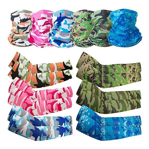 

Unisex UV Protection Neck Gaiter Anti-Slip Face Scarf with Cooling Arm Sleeves Set for Outdoor Activities Sun Dust Protection