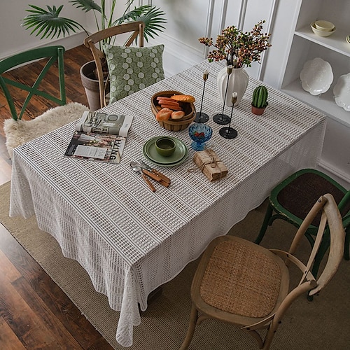 

Farmhouse Style Pastoral Tablecloth Cotton Linen Fabric Table Cloth,Washable Table Cover Dust-Proof Wrinkle Resistant for Restaurant, Picnic, Indoor and Outdoor Dining
