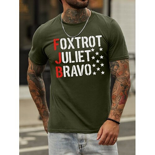 

Men's T shirt Hot Stamping Letter Round Neck Casual Daily Print Short Sleeve Tops Simple Basic Black Blue Gray