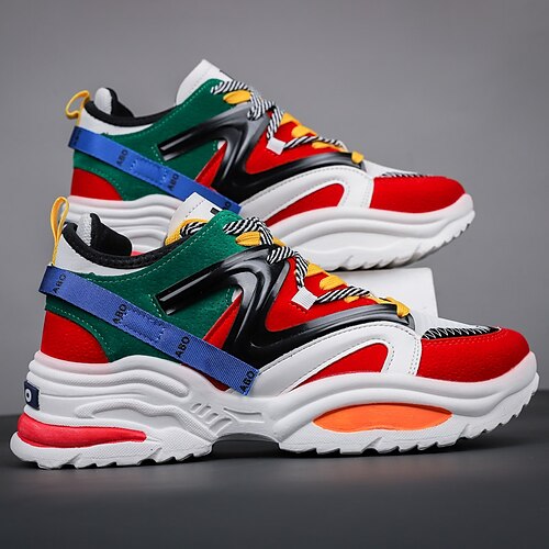 

Men's Trainers Athletic Shoes Comfort Shoes Athletic Walking Shoes PU Over The Knee Boots Rainbow Fall