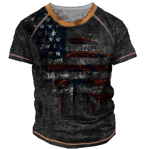 

Men's Unisex T shirt Tee 3D Print Graphic Prints National Flag Crew Neck Street Daily Print Short Sleeve Tops Casual Designer Big and Tall Sports Green Black Gray