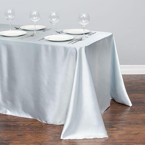 

Rectangle Table Cloth White Silk Satin Tablecloth, Table Cover for Banquet Party Kitchen Dining Room Washable Water Resistance