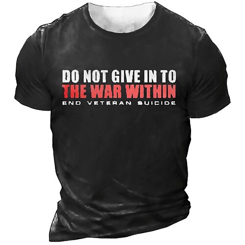 

Men's Unisex T shirt Tee 3D Print Graphic Prints Letter Crew Neck Street Daily Print Short Sleeve Tops Casual Vintage Designer Big and Tall Black Army Green Navy Blue