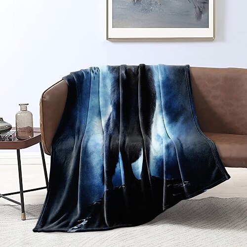 

Wolf Pattern Blanket Soft Cozy Fleece Fall Throw Blanket for Bed Sofa Outdoor Lightweight Flannel Blanket for Kids Women Man Birthday Gift Bedroom Decor