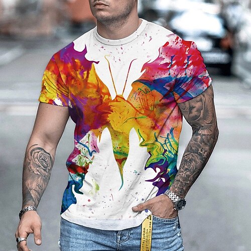 

Men's Unisex T shirt 3D Print Graphic Prints Oil Painting Crew Neck Street Daily Print Short Sleeve Tops Casual Designer Big and Tall Sports White