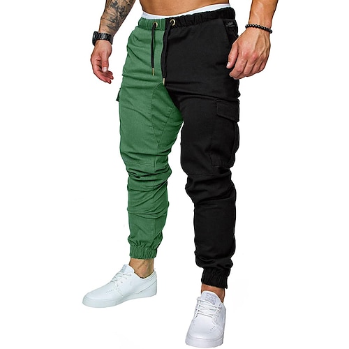 

Men's Joggers Trousers Casual Pants Elastic Waist woven Multiple Pockets Solid Color Full Length Casual Casual Black light gray black dark grey