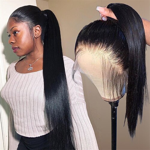 

13x4 Lace Front Human Hair Wigs For Women Brazilian Bone Straight Lace Frontal Wig With Baby Hair Pre Plucked