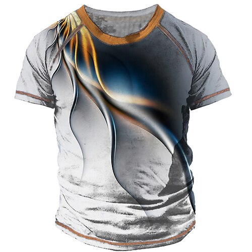 

Men's Unisex T shirt Tee Geometric Color Block Graphic Prints Crew Neck Green Blue Purple Gray 3D Print Outdoor Street Short Sleeve Print Clothing Apparel Sports Designer Casual Big and Tall / Summer