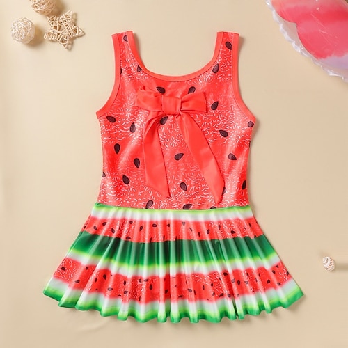 

Kids Girls' One Piece Swimwear Outdoor Fruit Active Ruched Bathing Suits 2-8 Years Summer Red